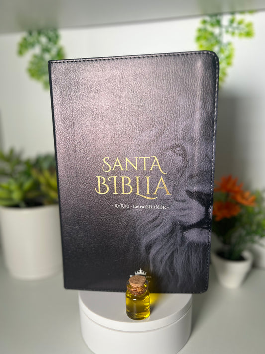 Biblia Leon Letra Grande 12 puntos RV1960 imit piel con silueta de León