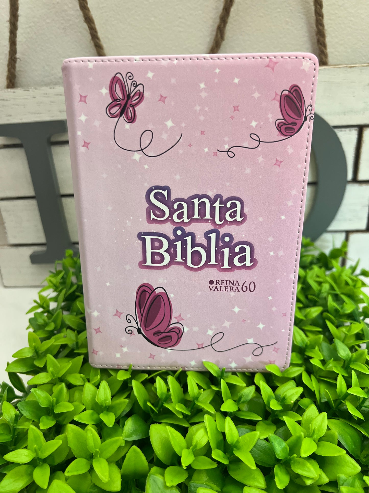Biblia RVR 1960 Compacta Símil Piel Juvenil Mariposa Rosada letra 10 puntos
